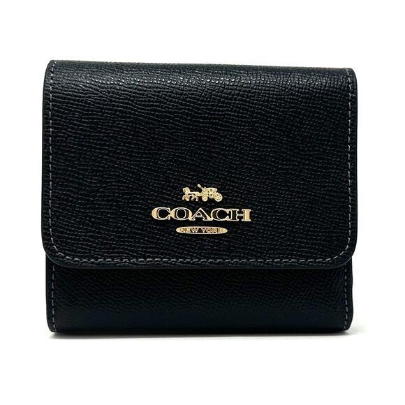 Coach Small Trifold Wallet	in Black Leather CF427 - Picture 1 of 7